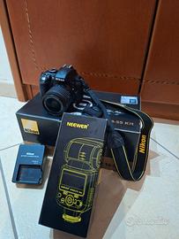 Nikon D3300 + obiettivo + Flash Neewer