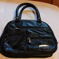 Borsetta vintage in pelle blu notte