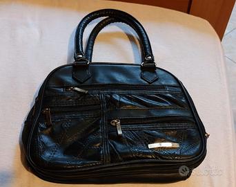 Borsetta vintage in pelle blu notte