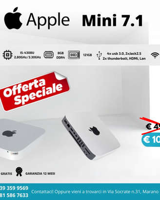 Mac mini 7.1 i5 8Gb DDR3 121Gb SSD/ 1TB Wi-Fi