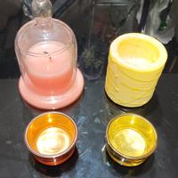 Set di candele e portacandele in vetro