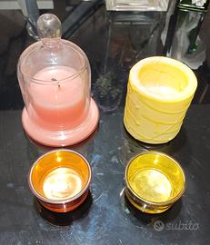 Set di candele e portacandele in vetro