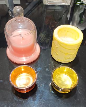 Set di candele e portacandele in vetro