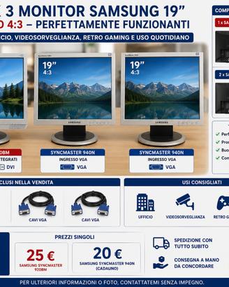 Stock 3 Monitor Samsung 19" formato 4:3