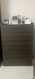 Mobile in legno a 5 cassetti con piano e spondina