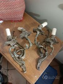 Serie due appliques ottone da parete.
