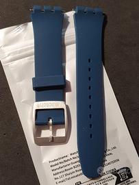 Cinturino blu navy nuovo, con fibbia Swatch, 19mm