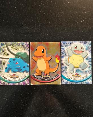 Carte Pokemon topps trio Bulbasaur, Chamender, Squ