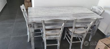 Tavolo da pranzo in legno massello shabby con vano