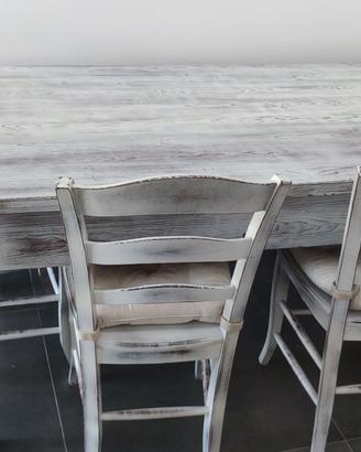 Tavolo da pranzo in legno massello shabby con vano