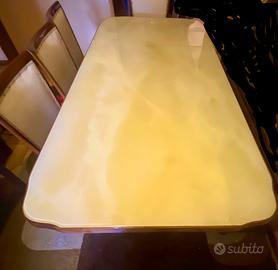 Tavolo da pranzo anni50 in legno e piano in vetro