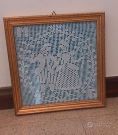 quadretto ad uncinetto filet vintage
