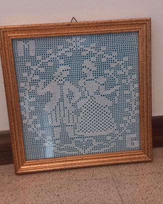 quadretto ad uncinetto filet vintage