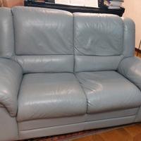 Divano in pelle Château d'Ax azzurro chiaro