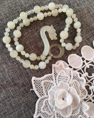 Collana cinese giada Hsiu vintage anni '70