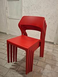 Sedie Siesta Snow rosse – design moderno, impilab