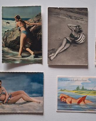 Lotto 6 Cartoline Vintage Pin-Up Anni '50 Rare