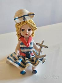 Figura porcellana giovane marinaia vintage