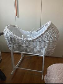 Culla vimini con dondolo Clair de lune deluxe