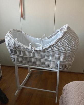 Culla vimini con dondolo Clair de lune deluxe