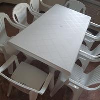 TAVOLO PAGODA OVALE BIANCO 180 x 90 CON SEDIE
