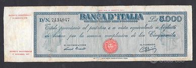 Titolo provvisorio lire 5000 del 1948, restaurato,