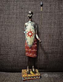 Statua Guerriero DIPINTA A MANO Arte Etnica 26x10