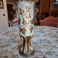 Bossolo cannone guerra mondiale decorato a mano