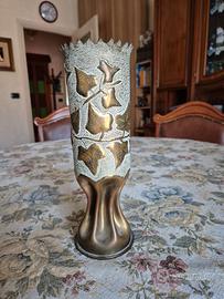 Bossolo cannone guerra mondiale decorato a mano