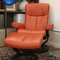 STRESSLESS - POLTRONA RELAX IN PELLE CON POUF