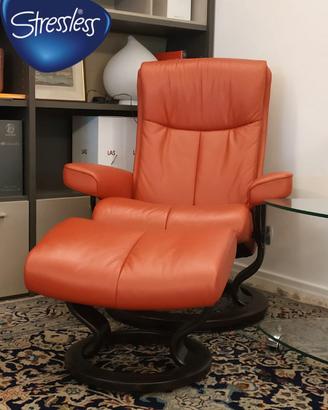 STRESSLESS - POLTRONA RELAX IN PELLE CON POUF