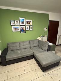 Divano letto con penisola contenitore