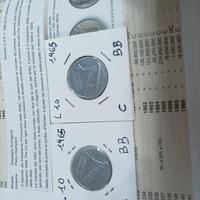 lotto n°2 monete 10 lire spighe 1965