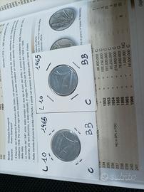 lotto n°2 monete 10 lire spighe 1965