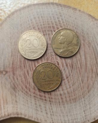 Lotto monete 20 centesimi franchi 1964-67-69