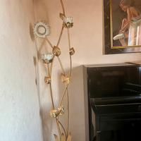 Piantana da terra anni 80 in ottone due punti luce