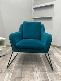 Poltrona design blu ottanio