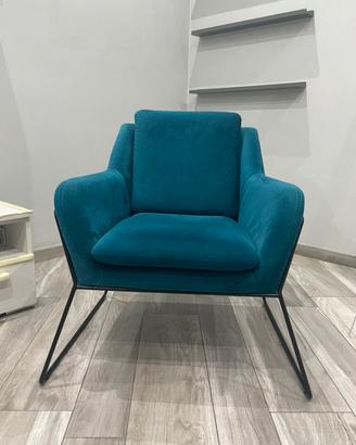 Poltrona design blu ottanio