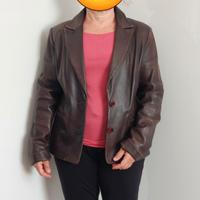 giacca donna in pelle marrone tasche