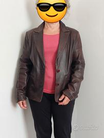 giacca donna in pelle marrone tasche