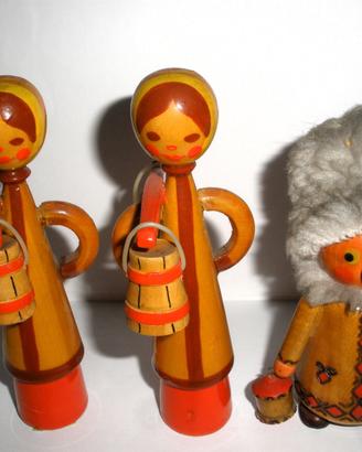 Tris Statuette Vintage in Legno URSS  Artigianato 