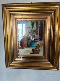 Quadro pittura olio su tela Rivoli anni 70