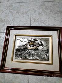 quadro lastra argento con cornice 