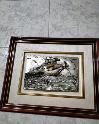 quadro lastra argento con cornice 