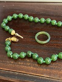 Collana e anello di Giada oro 18kt  oro 750