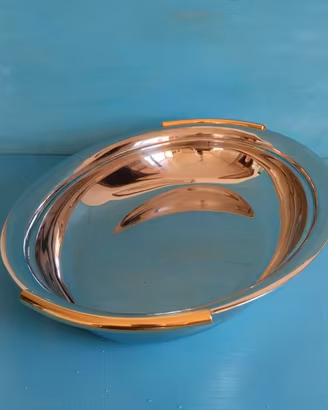 Vassoio Centrotavola Acciaio Oro INOXBECK Anni 80