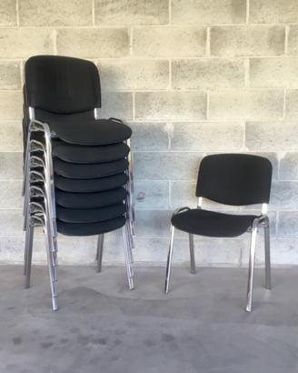 8 Sedie design nero cromo incastro pieghevoli INS