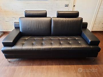 Divano in VERA PELLE nera Doimo Salotti