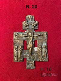Croce ortodossa russa in bronzo, 16x10 cm, 19th