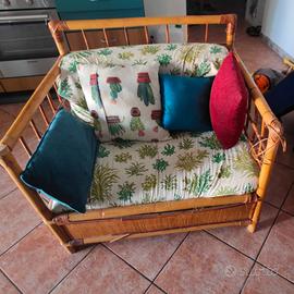 Poltrona letto vintage in vimini